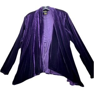IMAN Global Chic Open Front Velvet Cardigan Women's Large Purple Goth Romantic